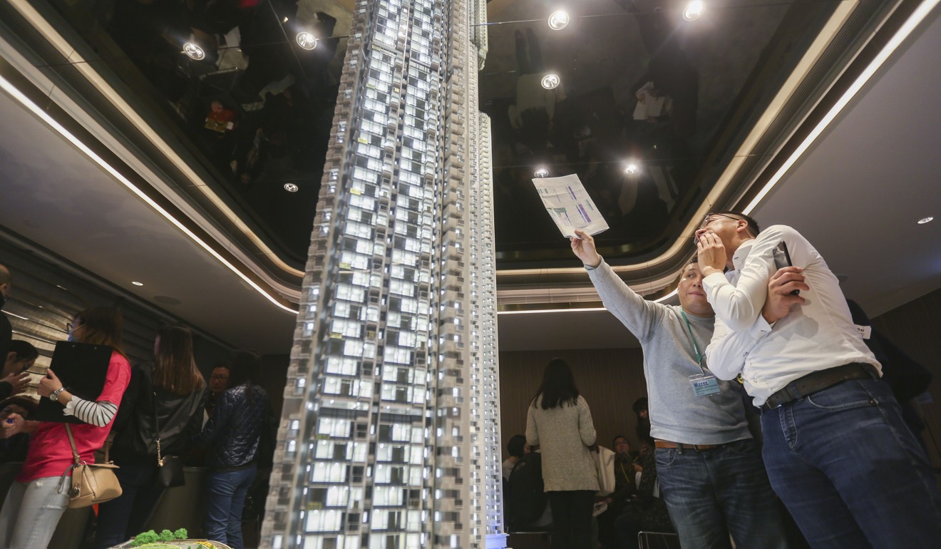 Potential buyers assess an exhibition for the Malibu at Lohas Park, Tseung Kwan O, during a sales event on March 10, 2018. Photo: Xiaomei Chen