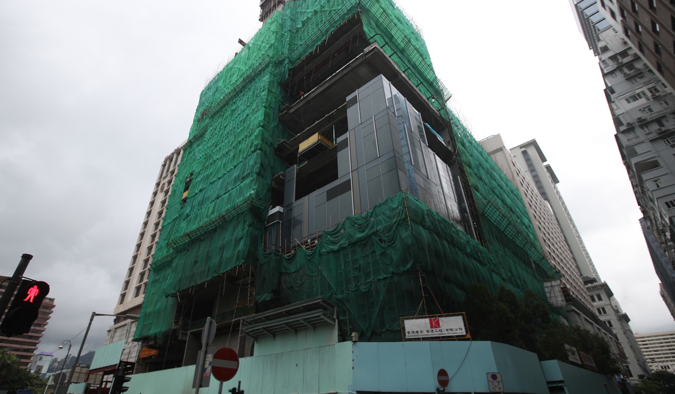 The worker fell seven storeys in a lift shaft of the building under construction. Photo: Edward Wong