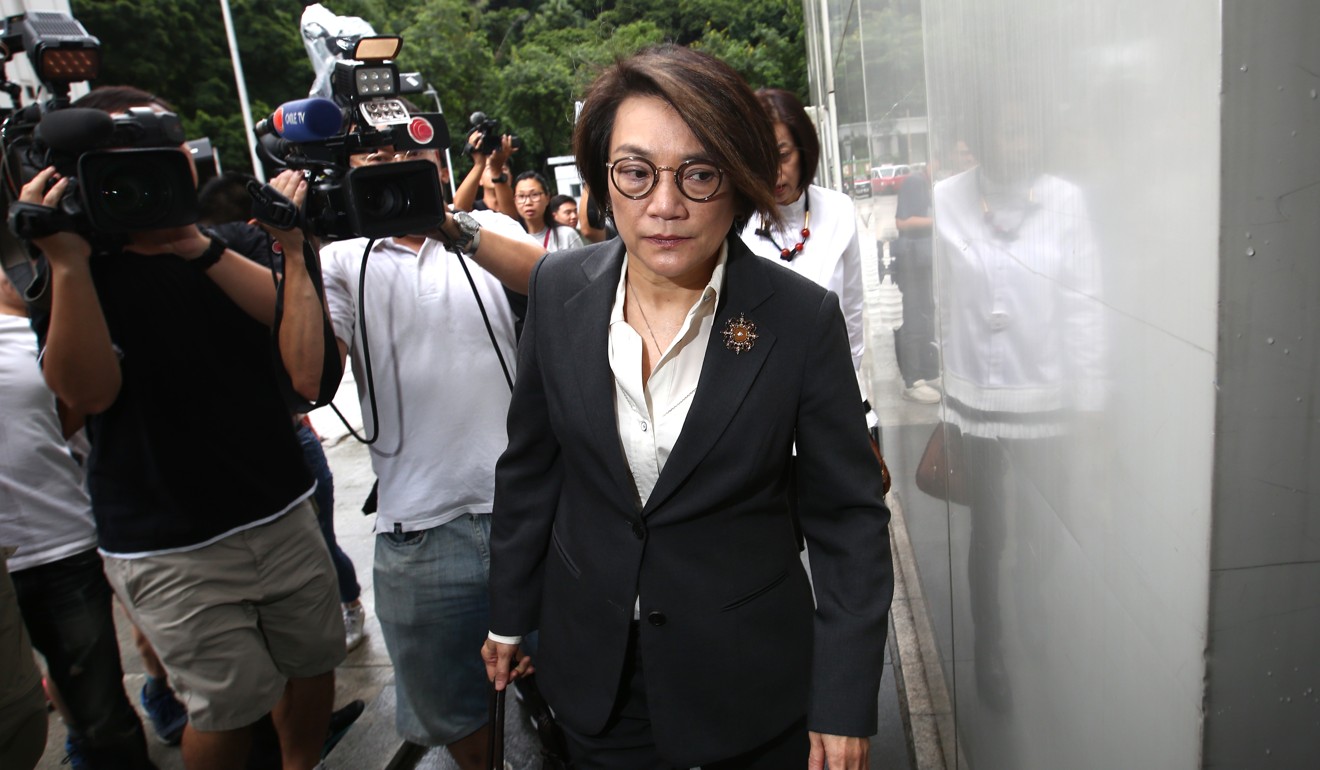 Donald Tsang's sister Katherine Tsang King-suen at court to support the former chief executive. Photo: Edmond So