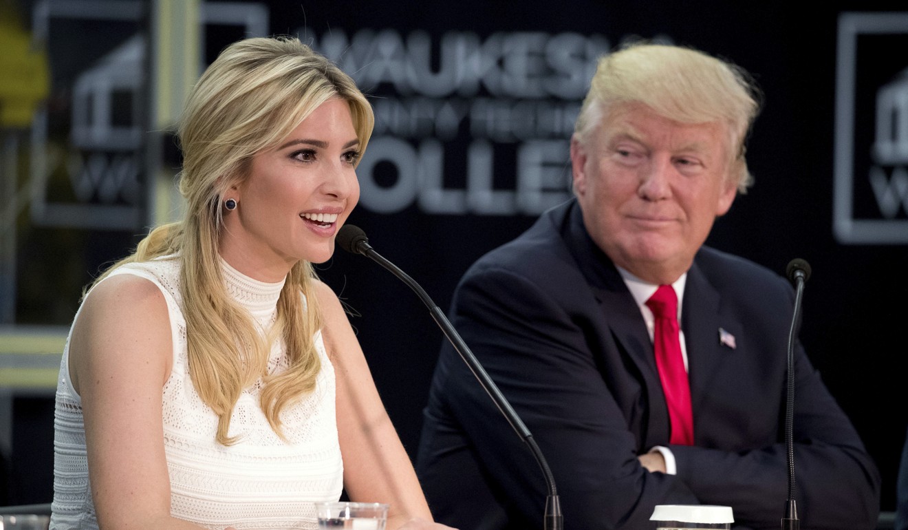US President Donald Trump listens as his Ivanka Trump speaks at a workforce development round table in Pewaukee, Wisconsin last year. Photo: AP