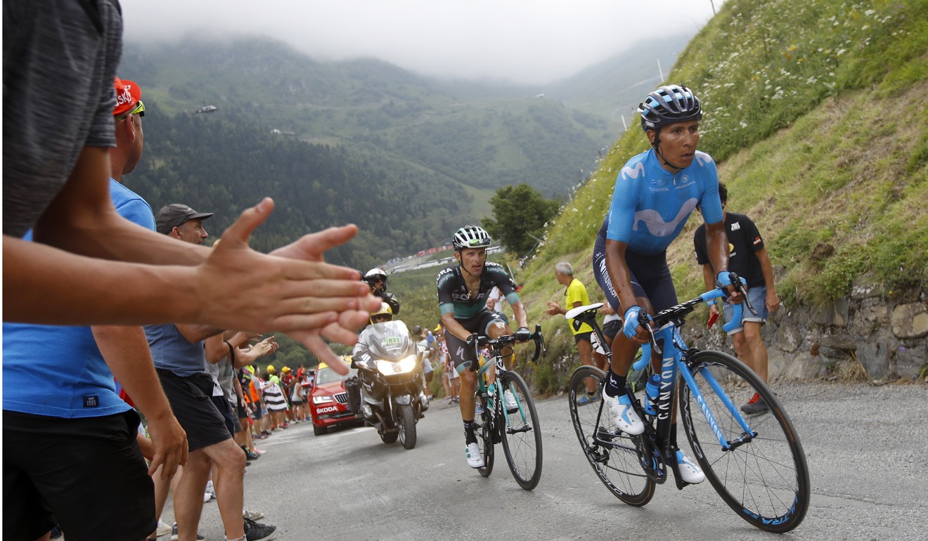 Movistar rider Nairo Quintana of Colombia (right) won stage 17. Photo: EPA