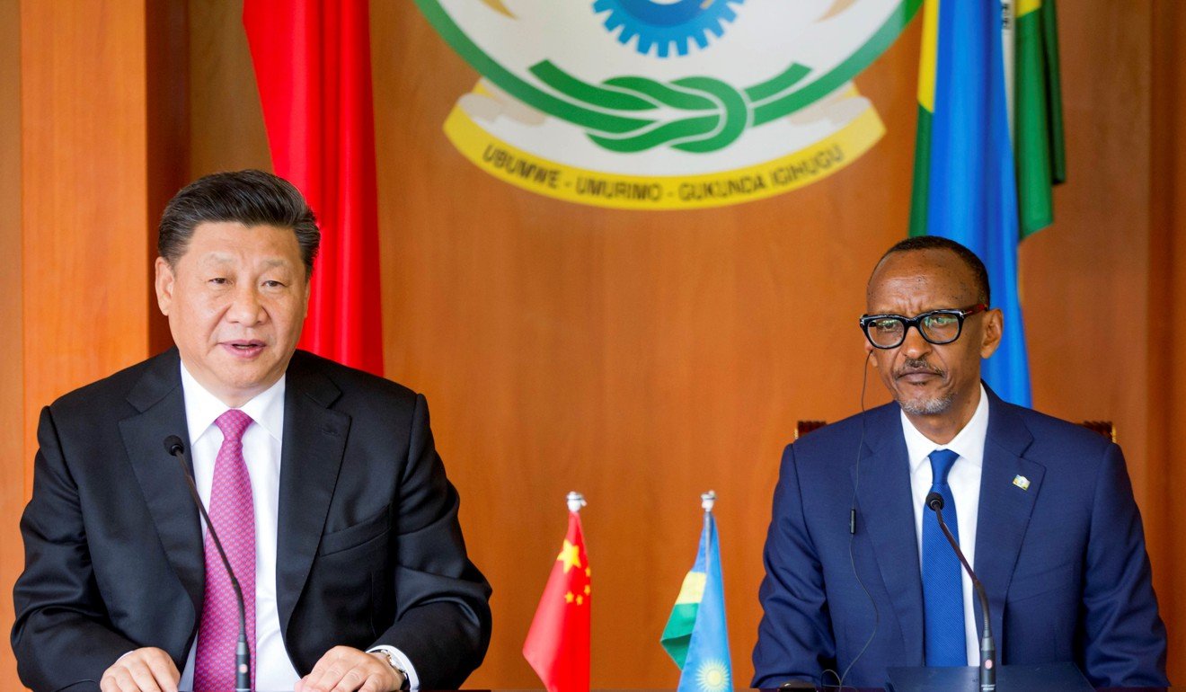 Chinese President Xi Jinping and Rwandan President Paul Kagame in Kigali on Monday. The two nations agreed to 15 deals, including US$126 million in loans for two road projects. Photo: Reuters