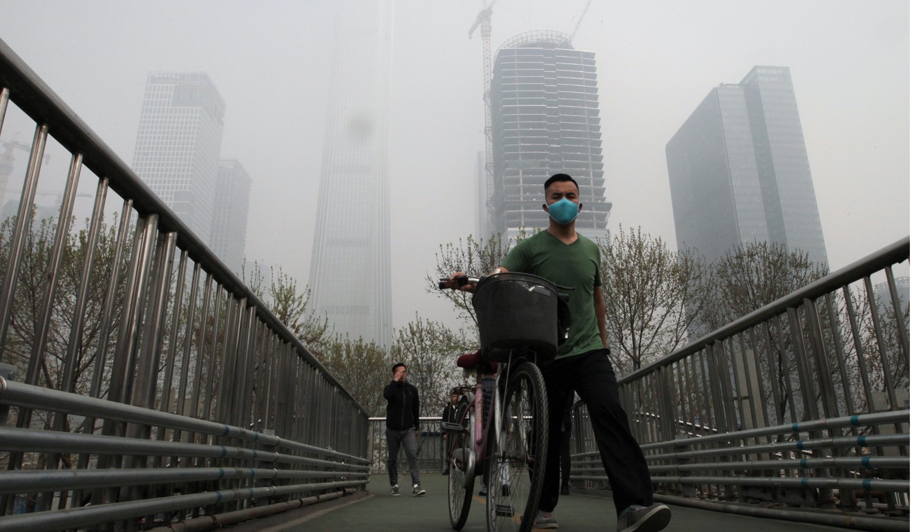 A view of Beijing’s central business district on a heavily polluted day in April this year. Photo: Simon Song