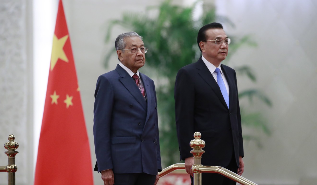 Malaysian Prime Minister Mahathir Mohamad and Chinese Premier Li Keqiang in Beijing. Photo: EPA