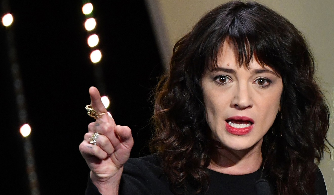 Italian actress Asia Argento speaks on stage on May 19, 2018 during the closing ceremony of the 71st Cannes Film Festival. Photo: Agence France-Presse