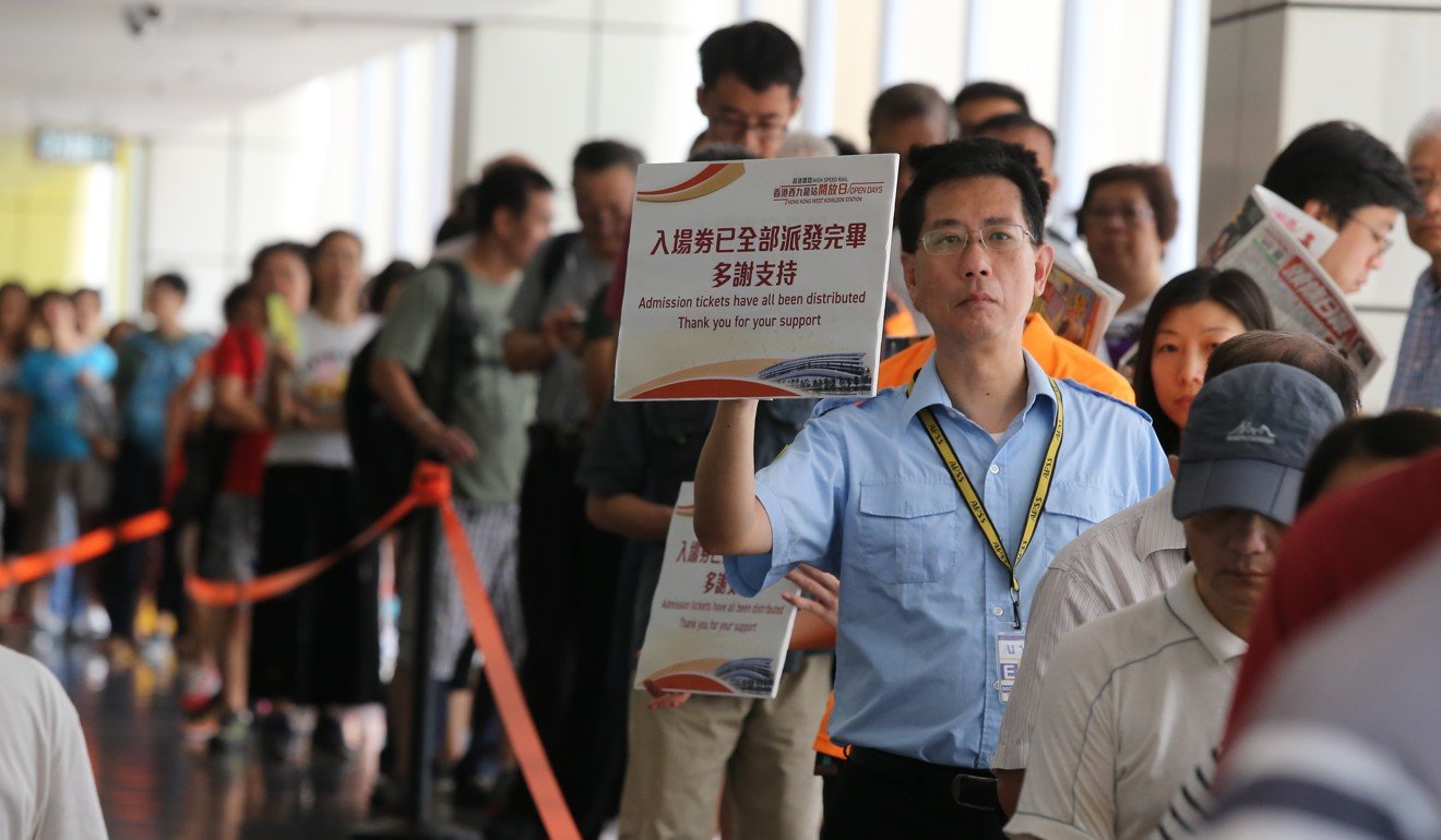 Free admission tickets to an open day for the high-speed rail link were snapped up in two hours. Photo: Dickson Lee