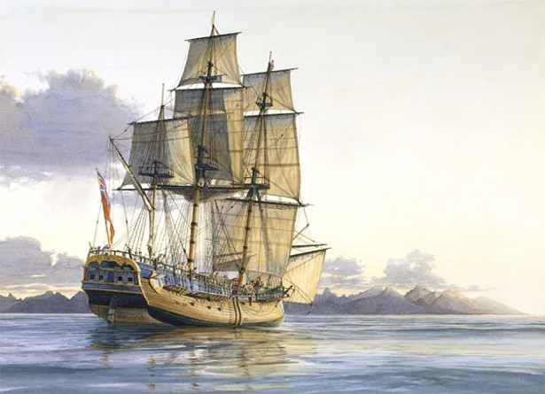 Vintage painting of The Endeavour.