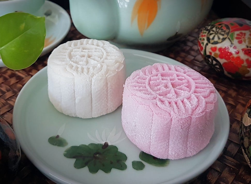 The Raffles Hotel is famous for its snow skin mooncakes. A new addition this year is acai berry and chia seeds.