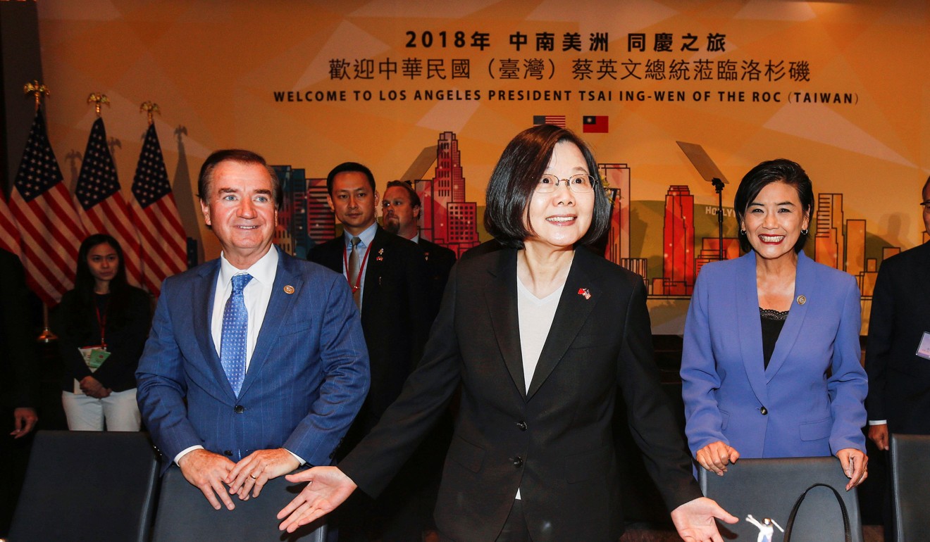 Taiwanese President Tsai Ing-wen (centre) attends the Los Angeles Overseas Chinese Banquet in Los Angeles earlier this month. Photo: Reuters 