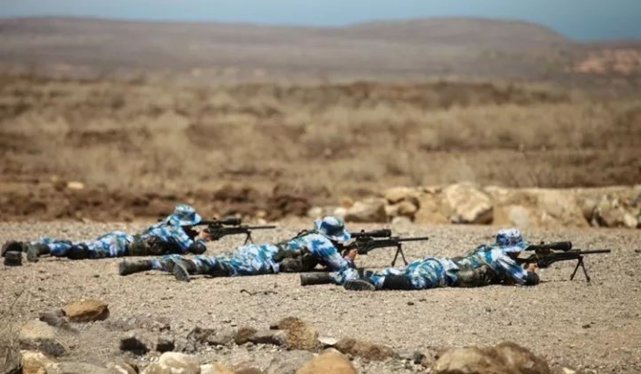 Chinese troops based in Djibouti stage a live-fire drill in 2017, less than two months after moving there. Photo: Handout
