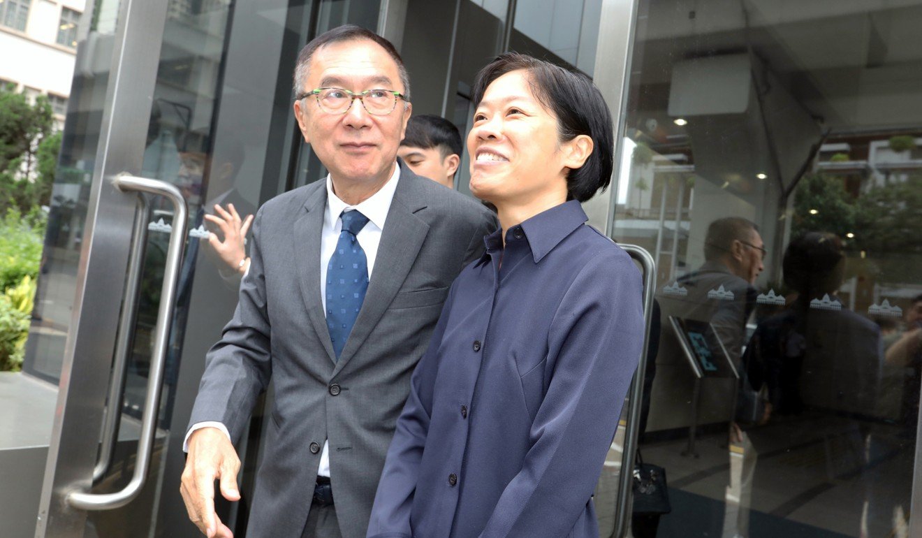 Senior Counsel Cheng Huan (left), and Dr Choi Chi-yee outside Kwun Tong court ahead of Monday’s verdict. Photo: Dickson Lee