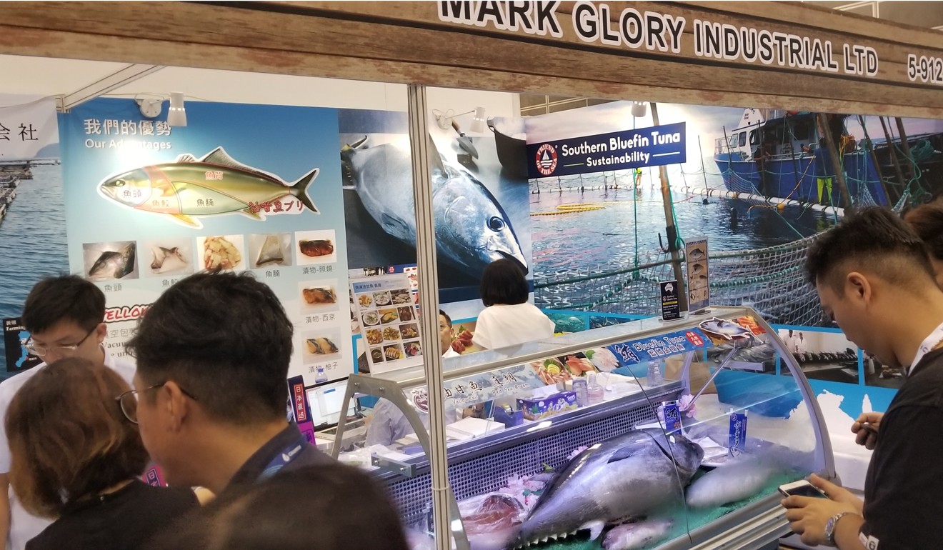 Southern bluefin tuna on show at Seafood Expo Asia in Hong Kong. The fish species is critically endangered.