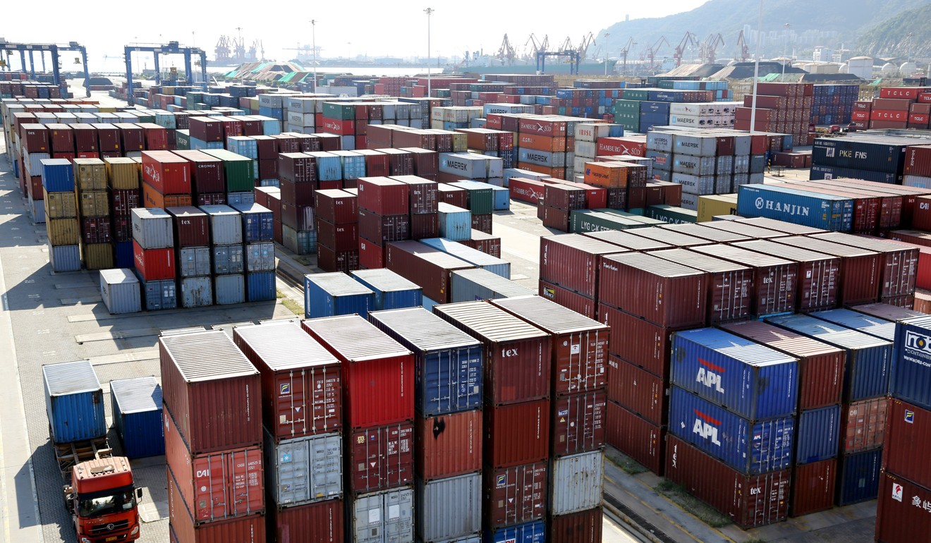 Shipping containers in Lianyungang, Jiangsu province, China, this month. Chinese exporters are feeling the pain of worsening trade tensions with the US. Photo: Reuters