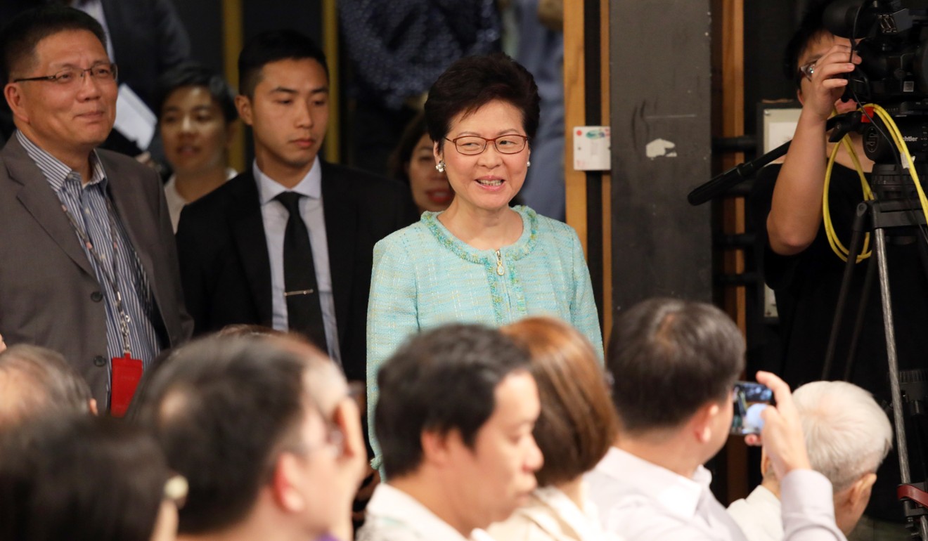 Carrie Lam attended the forum ahead of her policy address next month. Photo: Tory Ho