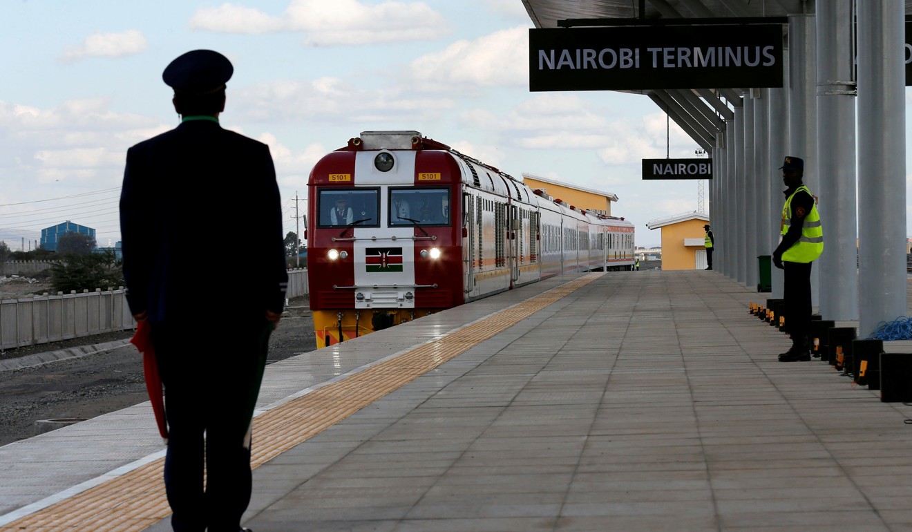 A train operating on the standard gauge railway line constructed by the China Road and Bridge Corporation and financed by the Chinese government arrives at the Nairobi Terminus on the outskirts of Kenya’s capital on May 31, 2017. Photo: Reuters