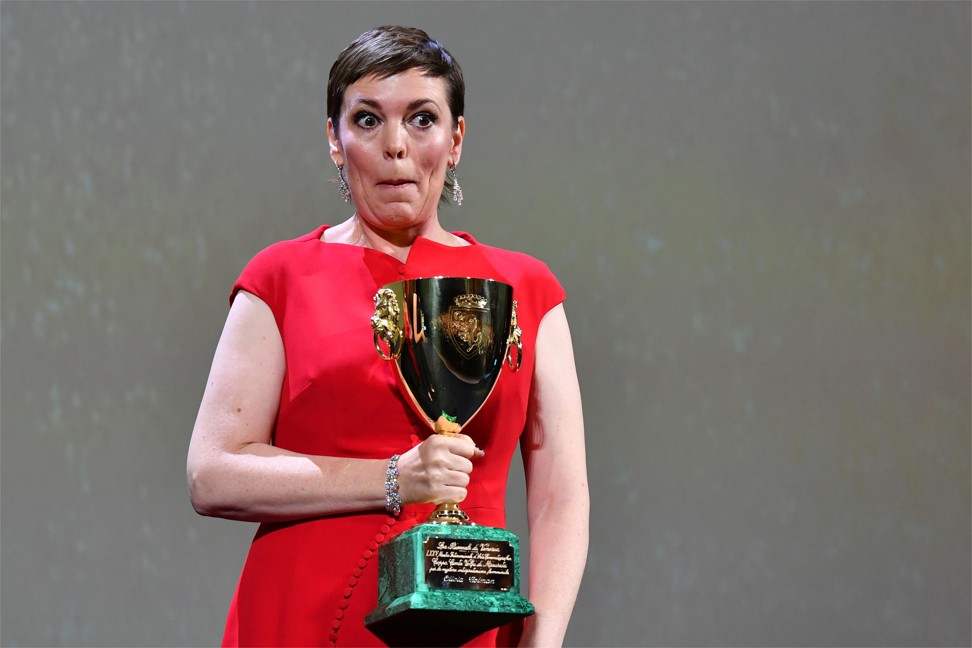 Olivia Colman receives the Coppa Volpi for best actress for her role in ‘The Favourite’. Photo: AFP