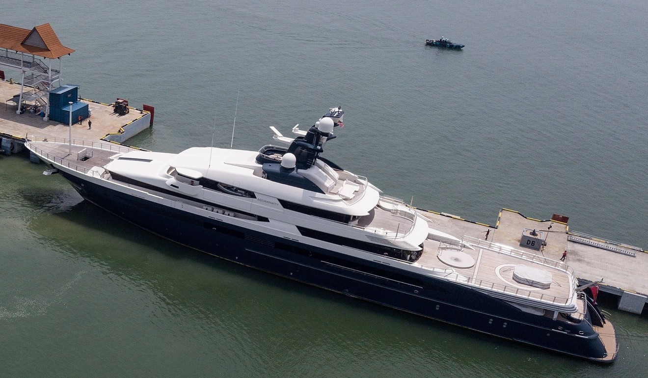 Equanimity, the 300-foot (90-metre) luxury yacht worth US$250 million that belonged to Jho Low, a flamboyant international financier who allegedly played a central role in the 1MDB controversy. Photo: AFP