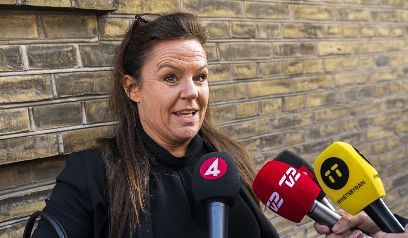 Madsen’s lawyer Betina Hald Engmark speaking to the media outside the court. Photo: EPA
