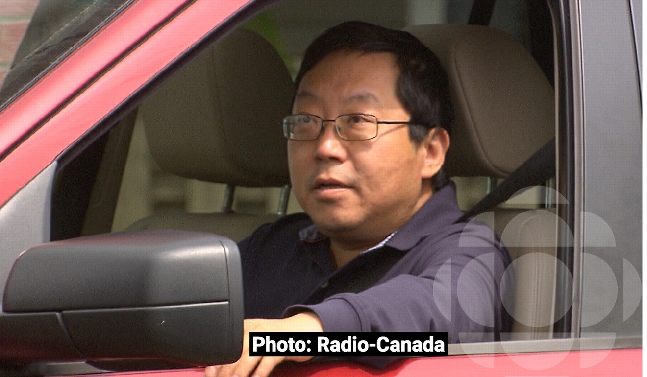Former unlicensed immigration consultant Xun “Sunny” Wang, in a photo taken by Radio-Canada's investigative programme Enquête as he was leaving his home in Richmond, British Columbia. Wang, who was freed from prison in late 2017, refused to answer Radio-Canada's questions; nor did he respond to a written request for a response left by the South China Morning Post at his home. Photo: Harold Dupuis / Radio-Canada
