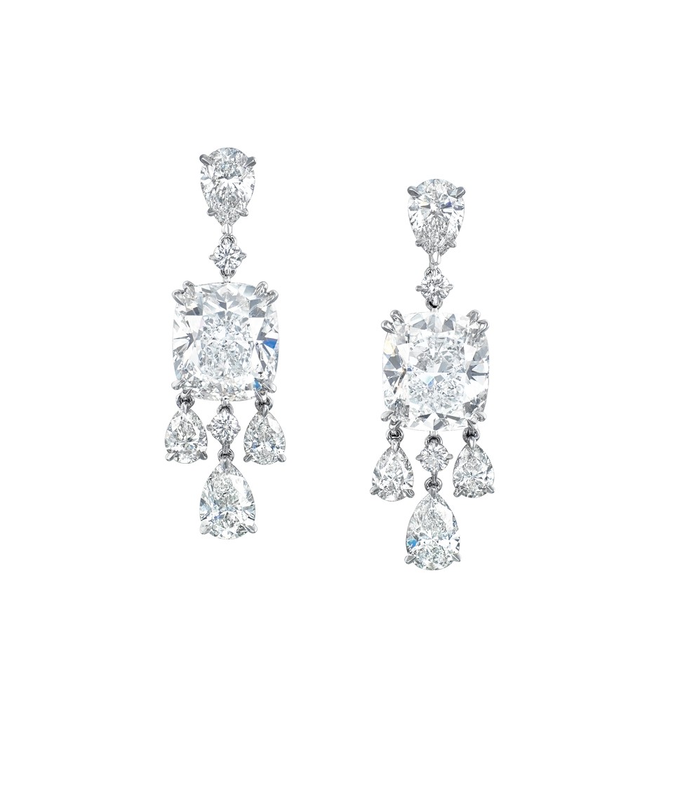 Ronald Abram cushion cut 11ct diamond earrings