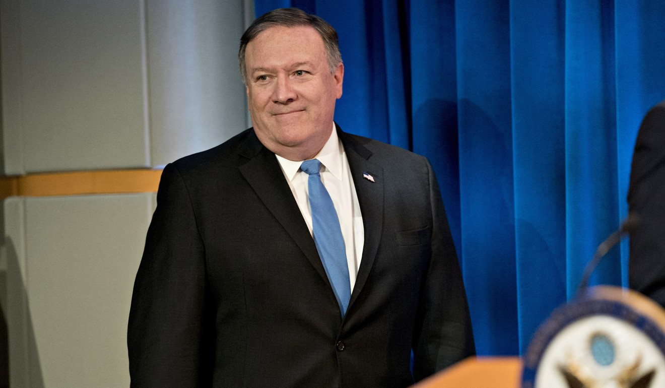 File photo of US Secretary of State Mike Pompeo in the briefing room at the State Department in Washington. Photo: Bloomberg
