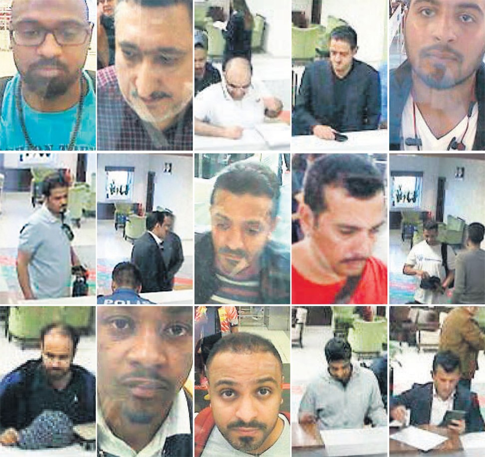 Photos of police CCTV video made available through the Turkish newspaper Sabah allegedly shows members of a group of Saudi citizens that Turkish police suspect of being involved in the disappearance of Saudi journalist Jamal Khashoggi. Photo: AFP
