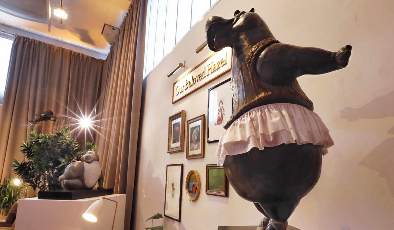 A bronze hippo by Danish sculptor Bjorn Okholm Skaarup on show at the preview of this year’s Neiman Marcus fantasy gifts, which includes Skaarup making a cast of a family pet, or favourite creature at his foundry for about US$200,000. Photo: AP