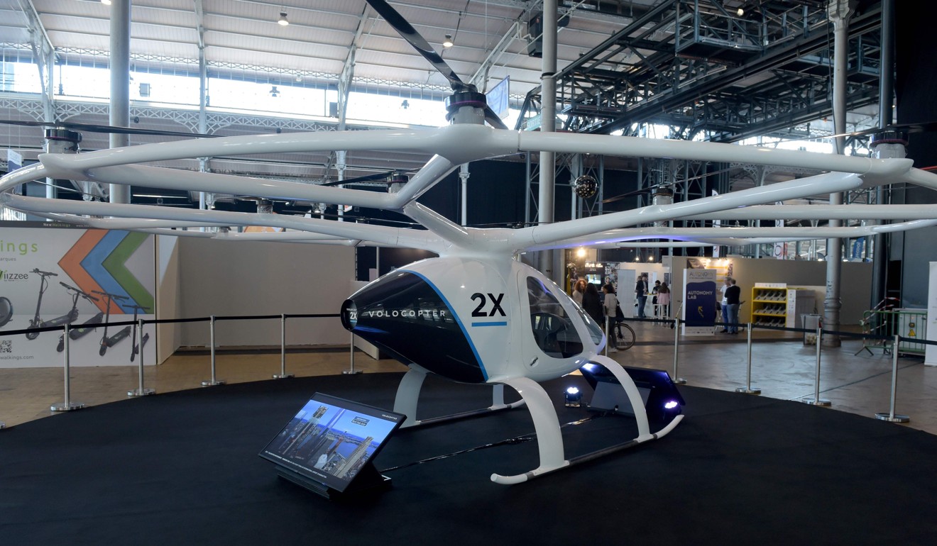 Volocopter’s air taxi can fly two people for distances of up to 30km. Photo: AFP