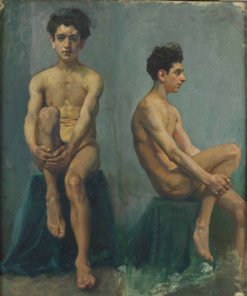 Man Nude from Two Sides (1924) by Xu Beihong.