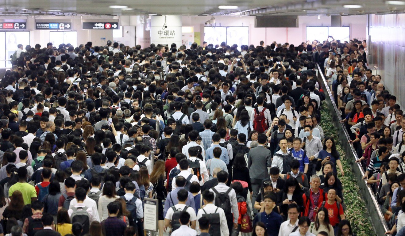 The severe breakdown on four of the city’s rail lines caused long delays. Photo: Sam Tsang