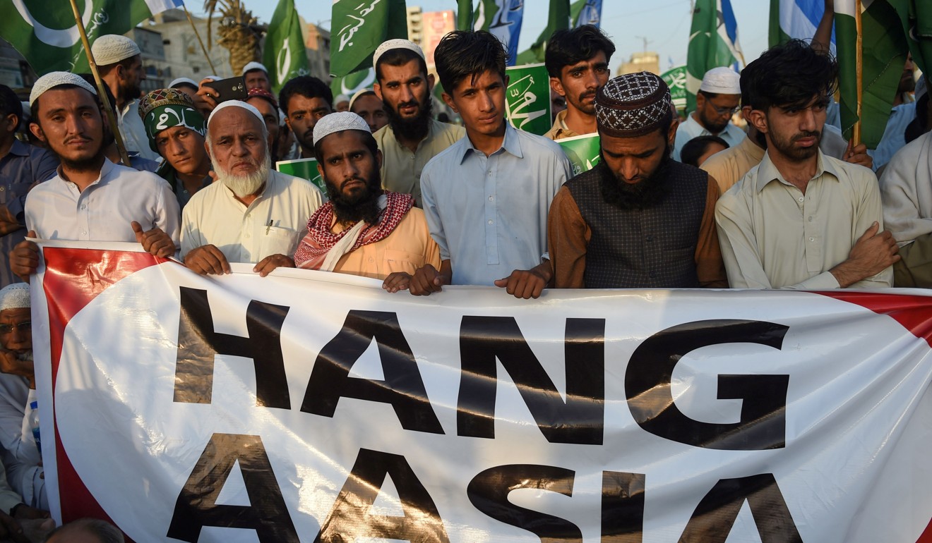 Pakistani supporters of Jamaat-e-Islami want Bibi hanged. Photo: AFP