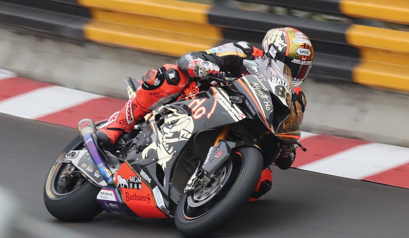 Peter Hickman rides during the Macau Motorcycle Grand Pix.