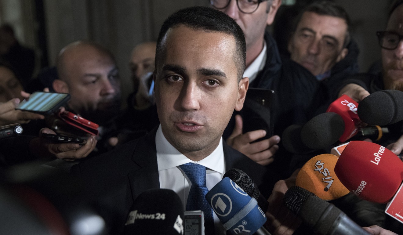 Luigi Di Maio, Italy's deputy prime minister, speaks to members of the media following a cabinet meeting in Rome on November 13. Last week, Italy’s government defied the European Commission, which had requested that Rome submit a revised budget with more conservative spending. Photo: Bloomberg