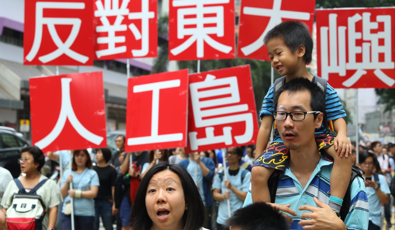 Hongkongers protest against Chief Executive Carrie Lam’s Lantau Island reclamation proposals. Photo: Edmond So