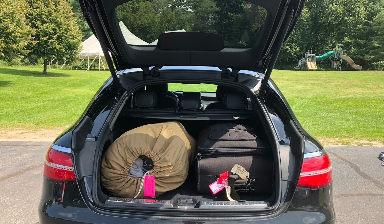 Mercedes says the GLC Coupe can carry 49.4 cubic feet of luggage with the rear seats folded down.