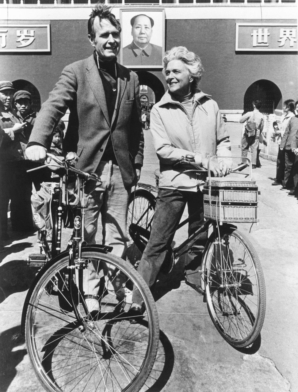 George H. W. Bush poses with his wife Barbara in Beijing in 1974. Photo: AFP