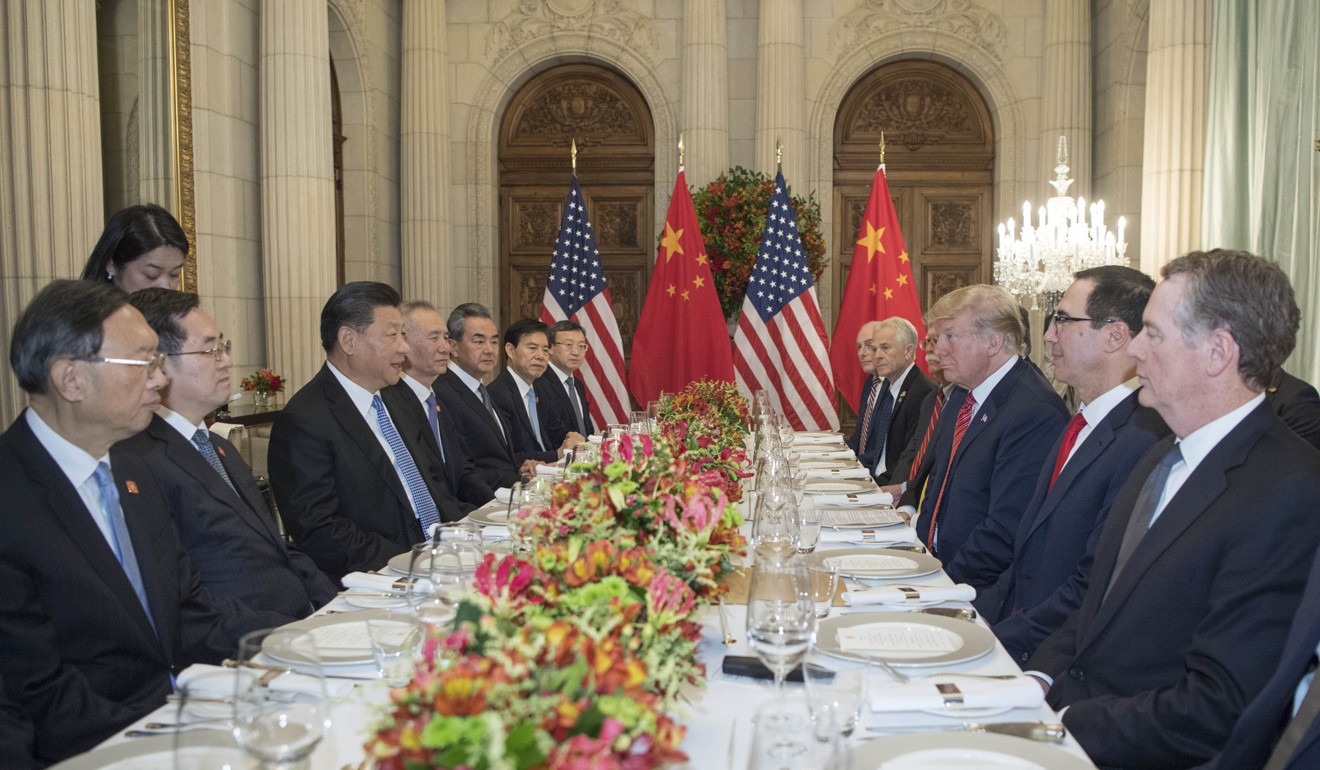 Chinese President Xi Jinping speaks during a working dinner with his US counterpart Donald Trump in Buenos Aires on Saturday. The two sides left Argentina with a truce in their trade war and a new deadline to resolve outstanding tensions. Photo: Xinhua