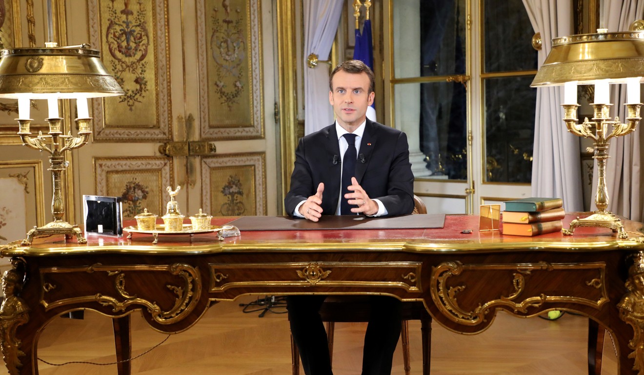 Macron before a special address to the nation, his first public comments after four weeks of nationwide “yellow vest” protests. Photo: AP