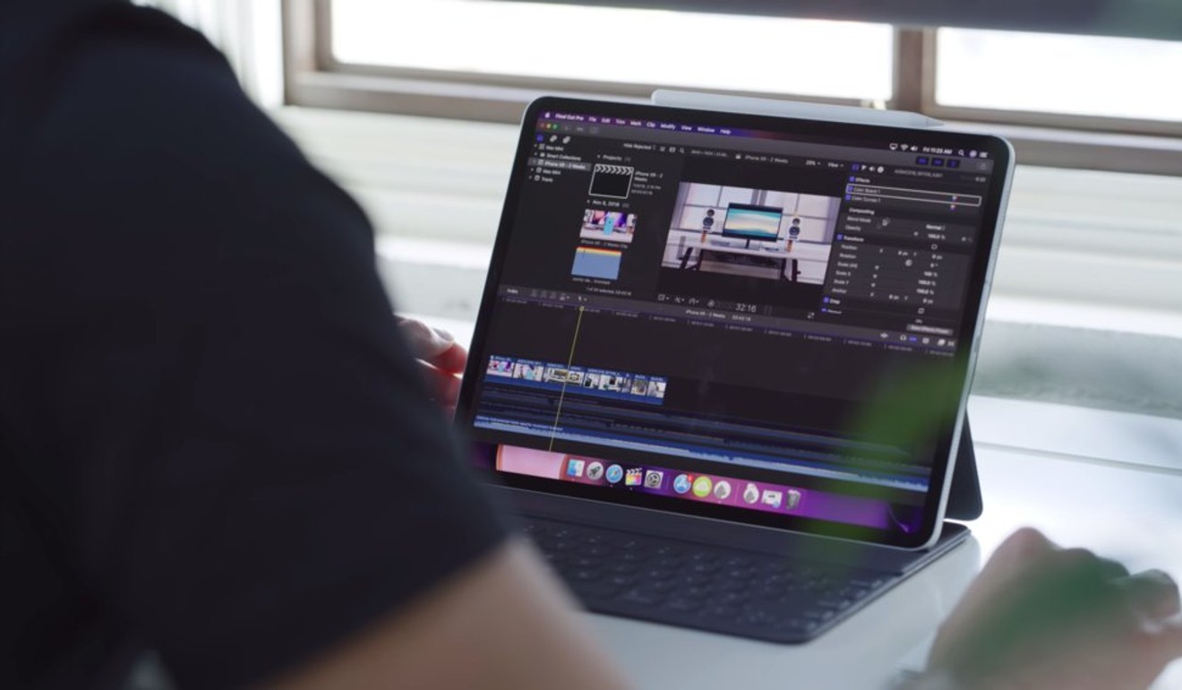 Final Cut Pro, Apple’s video software for Macs, running on an iPad Pro.