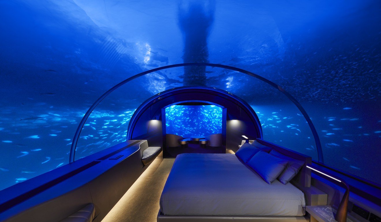 The undersea bedroom offers amazing nighttime views of the seabed. Photo: Justin Nicholas
