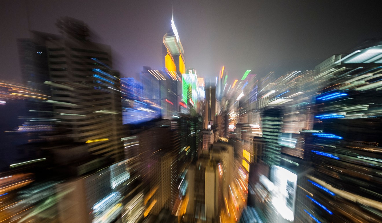 Aerial view of streets of Central district in Hong Kong at night. Photo: SCMP