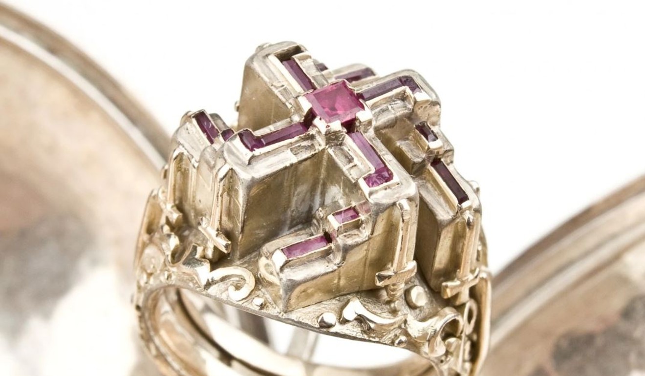 A ruby swastika ring, said to have been owned by Adolf Hitler. Photo: Alexander Historical Auctions