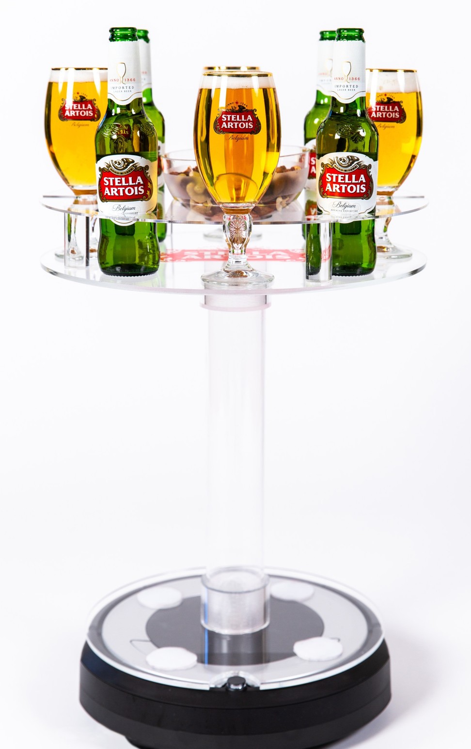 B.A.R.T, the robotic bartender from Stella Artois, which serves drinks and snacks – and sweeps up as it goes.
