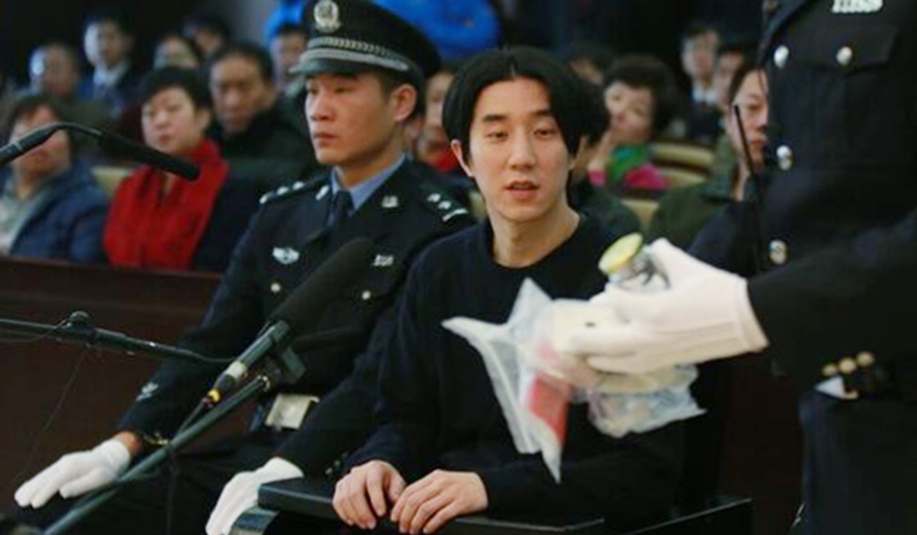 Jaycee Chan attends a trial at the Dongcheng District People’s Court in Beijing, where he was sentenced to six months in jail for drug offences. Photo: Handout