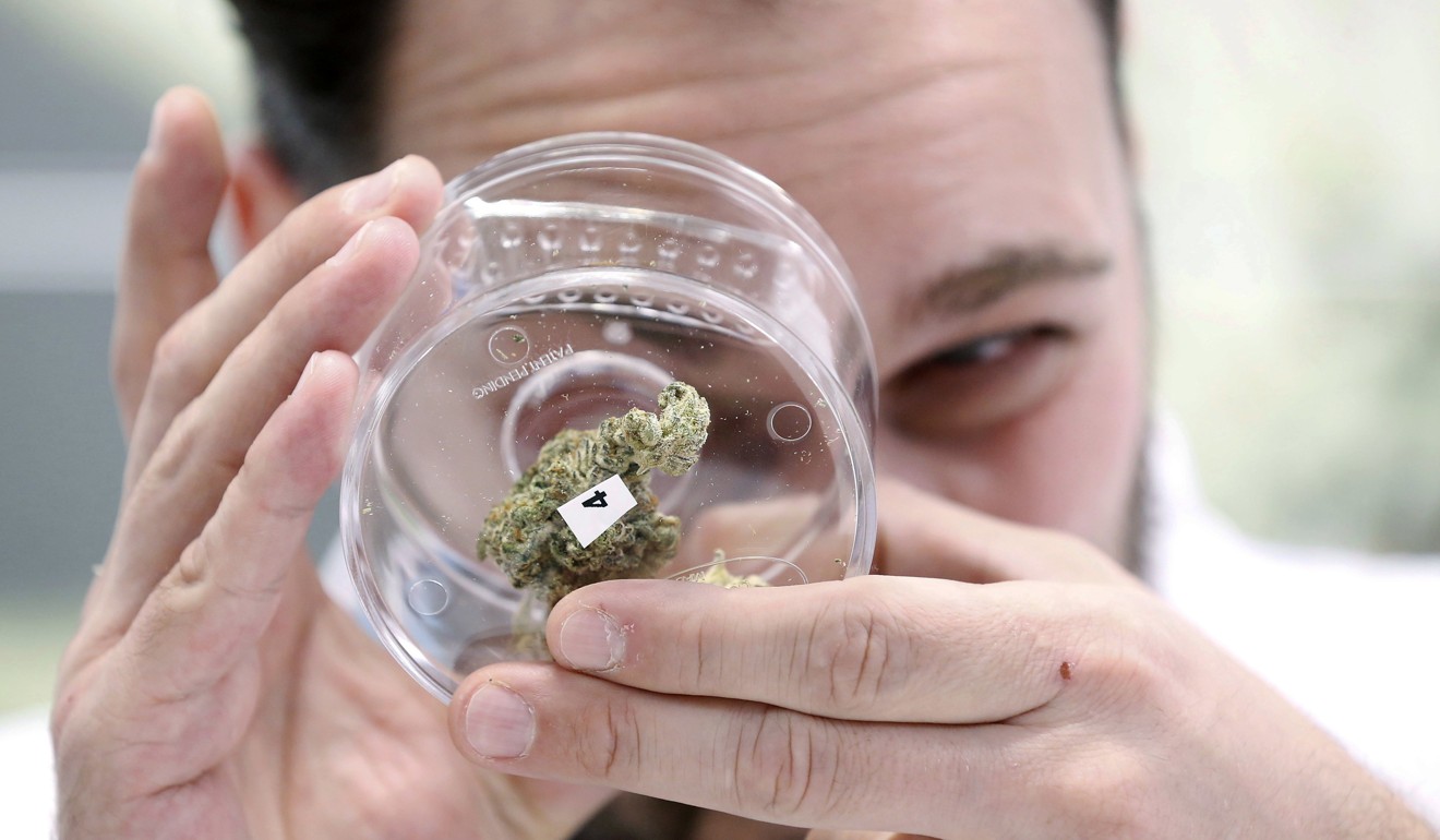 A sample at a cannabis store in Winnipeg, Manitoba. Canada legalised recreational marijuana in October. Photo: CP