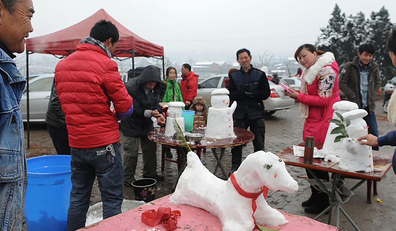 A snow dog on sale on Longquan mountain. Photo: CFP