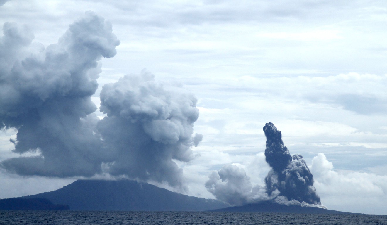 The Anak Krakatoa volcano erupting in the Sunda Straits between the main islands of Java and Sumatra. Photo: AFP