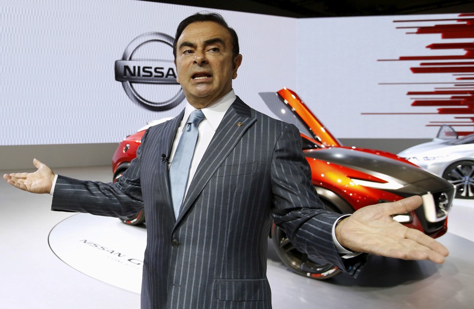 Nissan Motor’s former chief executive Carlos Ghosn during an interview with Reuters at the 44th Tokyo Motor Show in Tokyo on October 28, 2015. Photo: Reuters