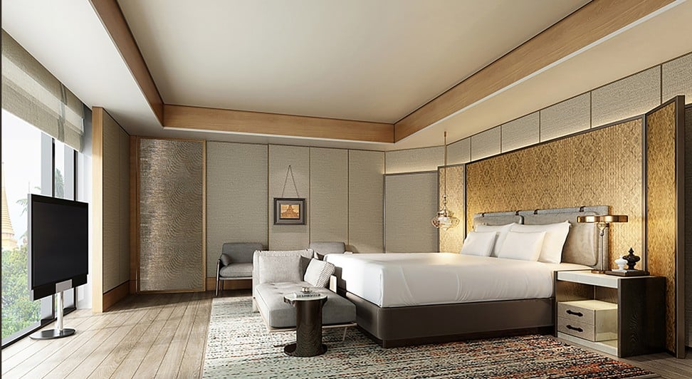 Rendering of the bedroom of the executive deluxe suite