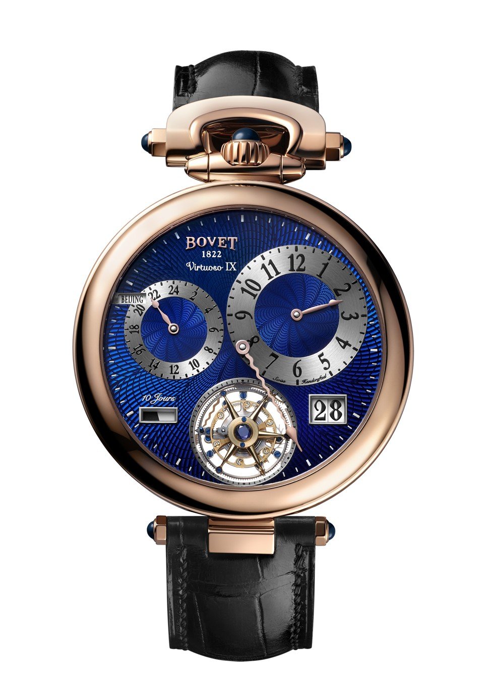Bovet’s Tourbillon Amadeo Fleurier Virtuoso IX – a reversible wristwatch, which can be turned also be turned into a pocket watch or even a table clock. Photo: Bovet